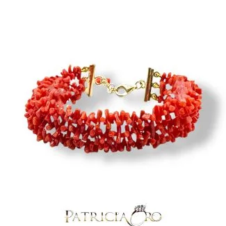 Sciacca Coral 3-Strand Bracelet with 925 Silver Clasp