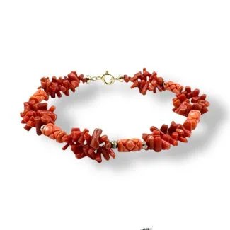 Sciacca Coral Bracelet with Hematite and 925 Sterling Silver