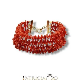 Women's 4-Strand Sciacca Coral Bracelet with 925 Sterling Silver Clasp