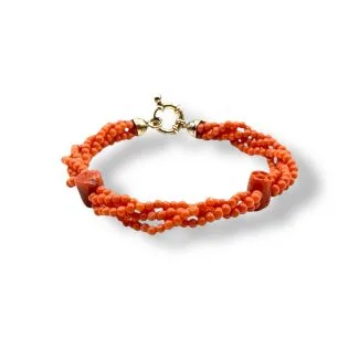 3-Strand Sciacca Coral Bracelet with Silver Clasp