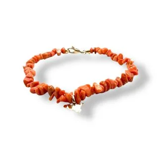 Sciacca Coral Bracelet with Sicily Pendant in 18kt Gold