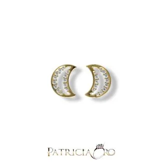 Moon Earrings in 18kt Yellow Gold with White Zircons