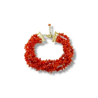 4-Strand Sciacca Coral Bracelet with 925 Silver for Women