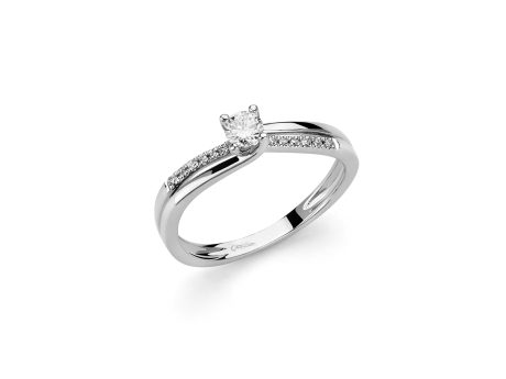 Anello Miluna Solitario in Oro Bianco e Diamanti