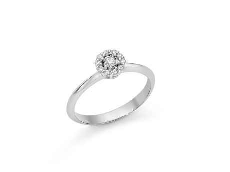 Anello Miluna Solitario Pavè in Oro Bianco 18kt con Diamanti Naturali