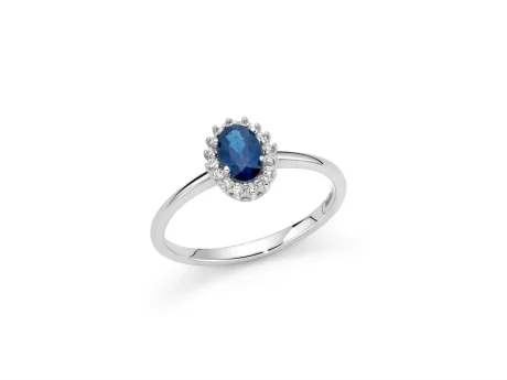 Anello Miluna Zaffiro Blu e Diamanti in Oro 18kt
