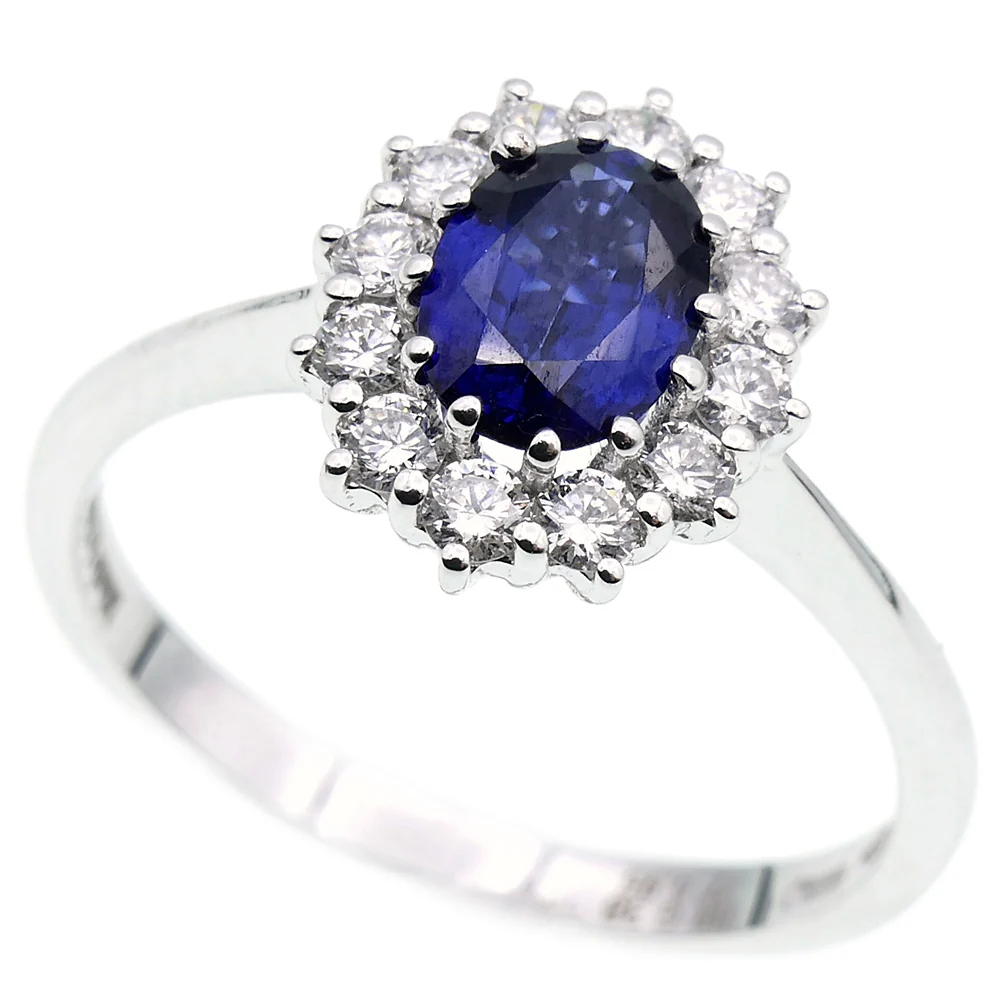 Splendido anello in oro Davite & Delucchi con zaffiri e diamanti, un gioiello di lusso perfetto per un'occasione speciale. (Vista 2)