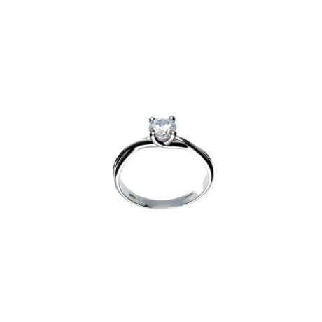Anello Solitario in Oro 18k e Zirconi Bianchi