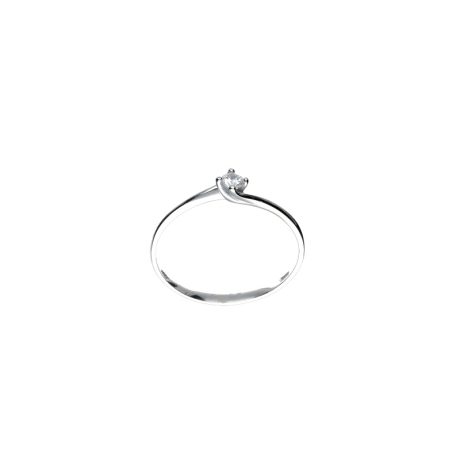 Anello Solitario in Oro Bianco 750 e Zirconi