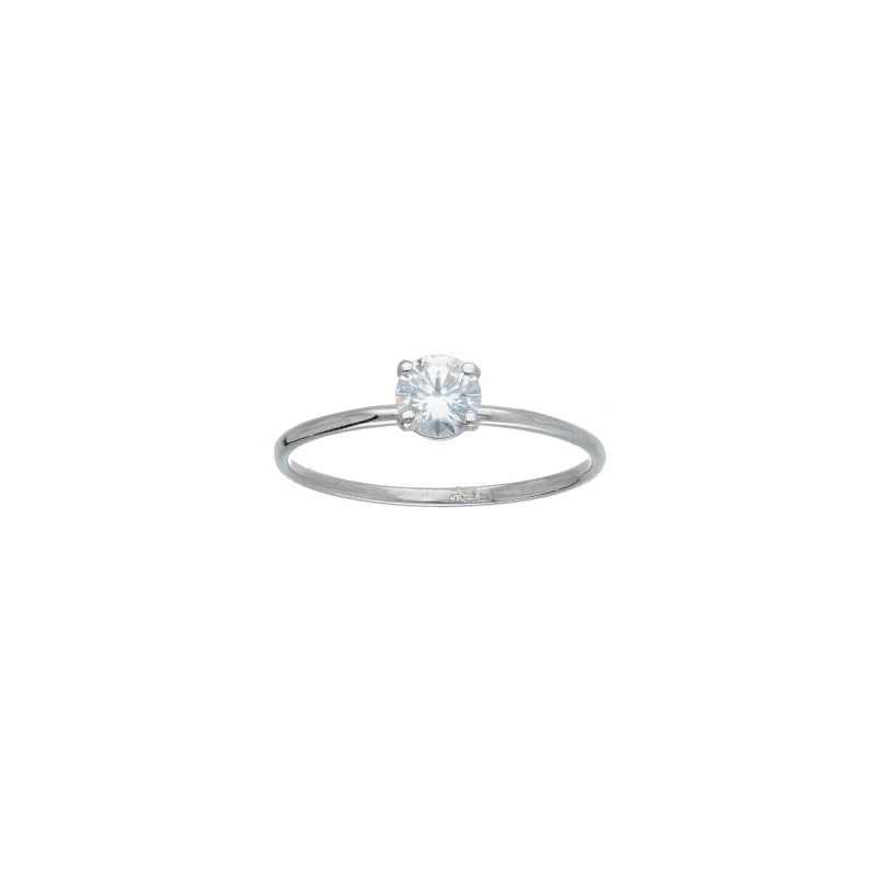 Splendido Anello Solitario in Oro Bianco 750 con Zirconi: un gioiello di lusso perfetto per un'idea regalo preziosa.