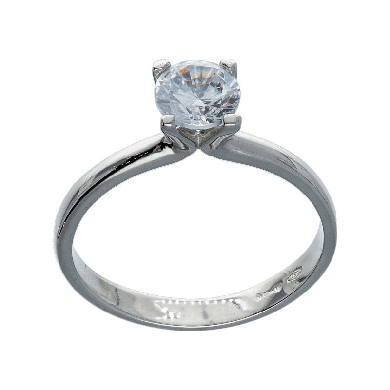 Splendido Anello Solitario in Oro Bianco 750 con Zirconi: un gioiello di lusso perfetto per un'idea regalo preziosa.