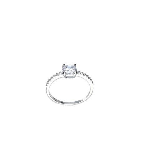 Anello Solitario Oro Bianco 750 con Zirconi Bianchi