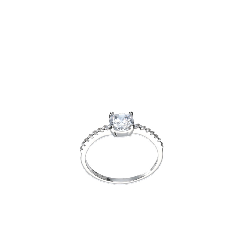 Splendido anello solitario in oro bianco 750 con zirconi, un gioiello di lusso perfetto per un'idea regalo preziosa.
