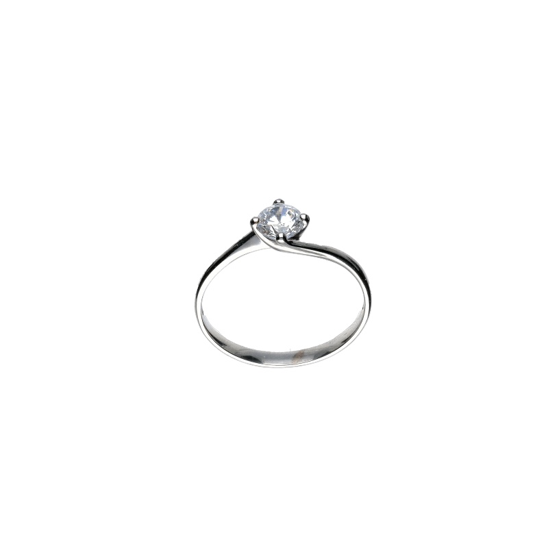 Splendido Anello Solitario in Oro Bianco 750 con Zirconi: un gioiello di lusso perfetto per un'idea regalo preziosa.