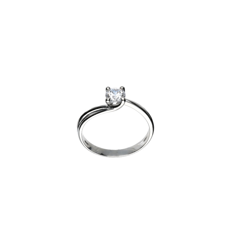 Splendido Anello Solitario in Oro Bianco 750 con Zirconi: un gioiello di lusso perfetto per un'idea regalo preziosa.