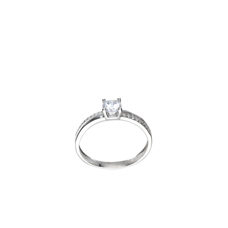 Anello Solitario in Oro Giallo 750 e Zirconi