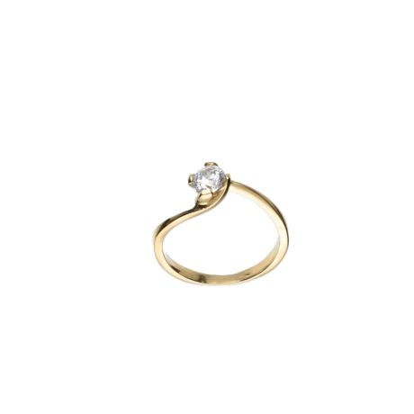 Anello Solitario Oro Giallo 750 Zirconi Bianchi