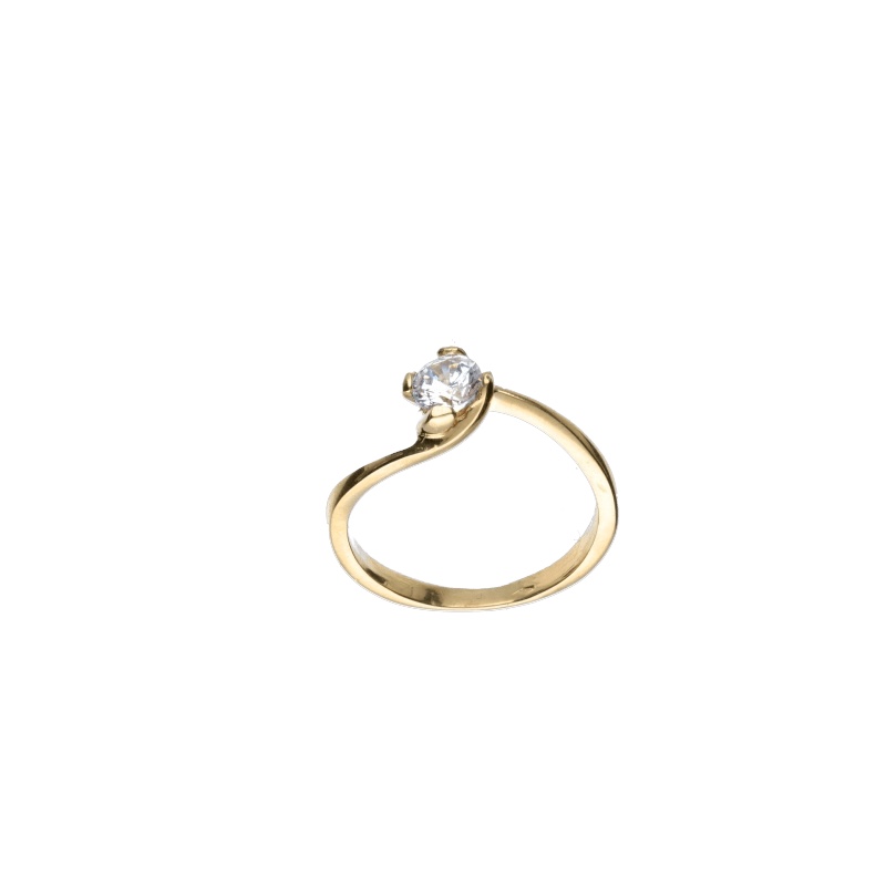 Anello Solitario in Oro Giallo 750 e Zirconi