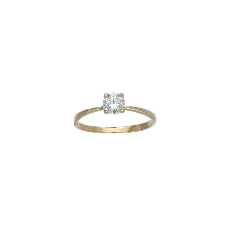 Anello solitario in oro giallo 750 con zirconi, un gioiello di lusso perfetto per un'idea regalo preziosa.