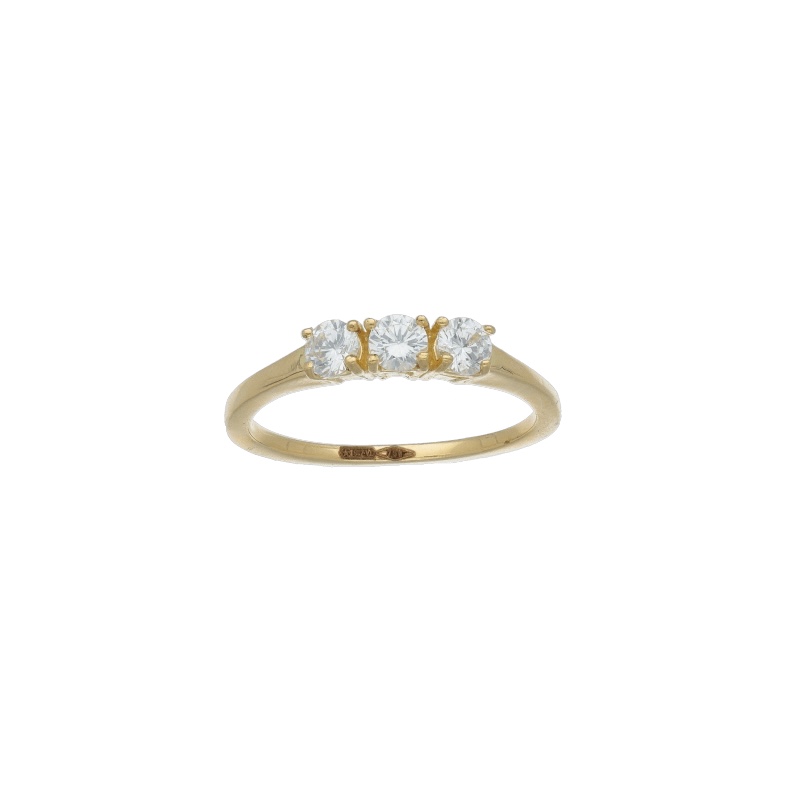 Anello Trilogy in oro giallo 750 con zirconi: un gioiello di lusso perfetto per un'idea regalo preziosa.