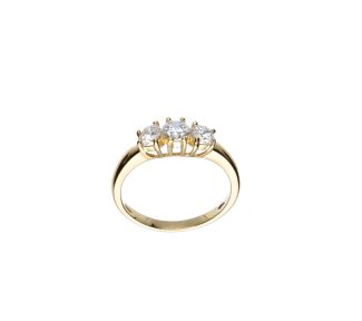 Splendido anello trilogy in oro giallo, un gioiello con diamanti perfetto per celebrare un momento speciale.