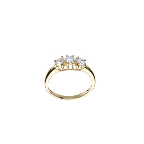 Anello Trilogy in Oro Giallo 18kt con Zirconi Bianchi
