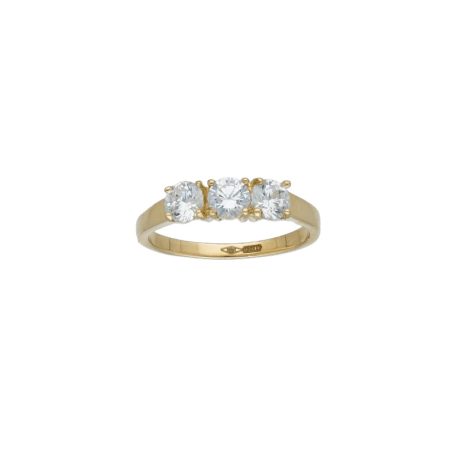 Anello Trilogy in Oro Giallo 18kt con Zirconi Bianchi