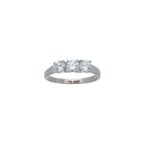 Anello Trilogy Oro Bianco 18kt Zirconi Bianchi