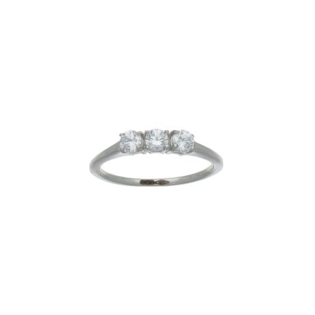 Anello Trilogy in Oro Bianco 18kt con Zirconi Bianchi