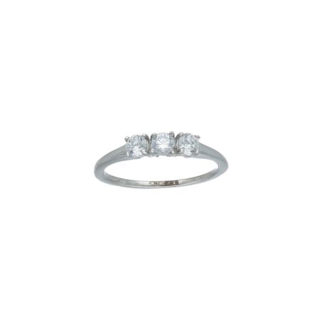 Anello Trilogy in Oro Bianco 18kt con Zirconi Bianchi