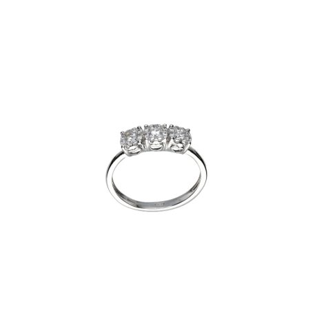 Anello Trilogy Oro Bianco 18k con Zirconi