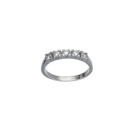 Anello Veretta 5 Pietre in Oro Bianco 18kt