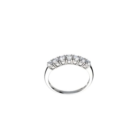 Anello Veretta 7 Pietre in Oro Bianco 18kt con Zirconi