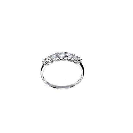 Anello Veretta in Oro Bianco 750 con Zirconi Bianchi