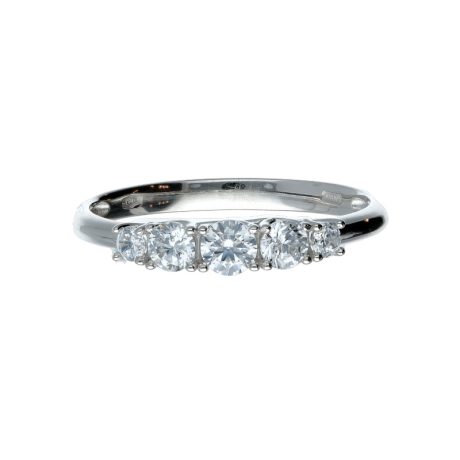 Anello Veretta in Oro Bianco 18k con Zirconi