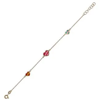 Girl's 18kt Gold Bracelet with Hearts
