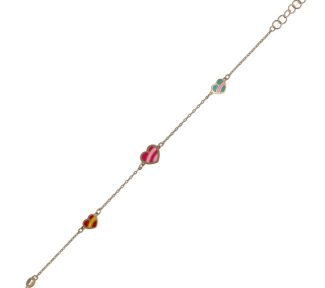 Bracciale per bimba in oro 750 con cuori, un gioiello made in italy di alta qualità e design.