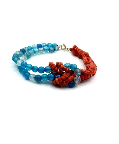 Bracciale Corallo Sciacca Componibile con Agata Blu