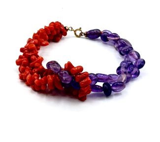 Bracciale Corallo Sciacca componibile con ametista e cupolini