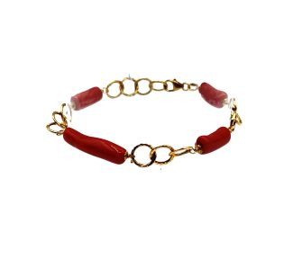 Bracciale Corallo Sciacca oro 750 cannettoni