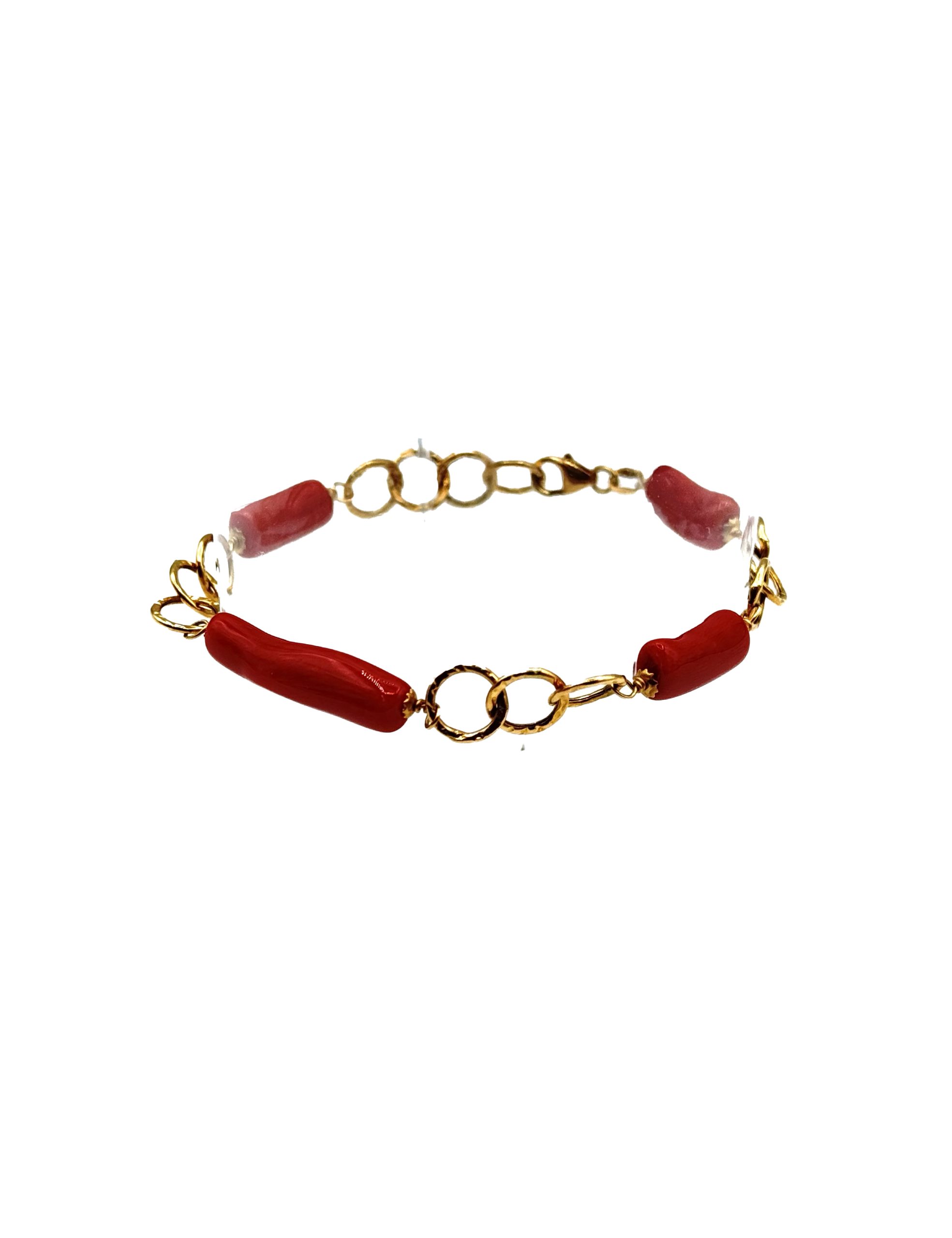Bracciale Corallo Sciacca oro 750 cannettoni