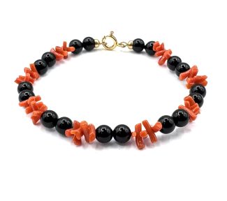 bracciale corallo sciacca onice argento 925 artigianale