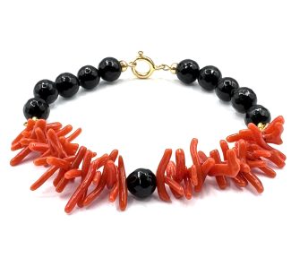 Bracciale corallo Sciacca onice argento 925 Patricia Oro Creations
