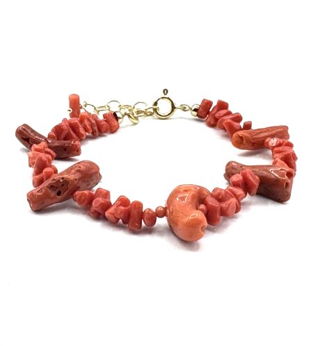 Bracciale in Corallo Sciacca Donna con Chiusura Argento 925