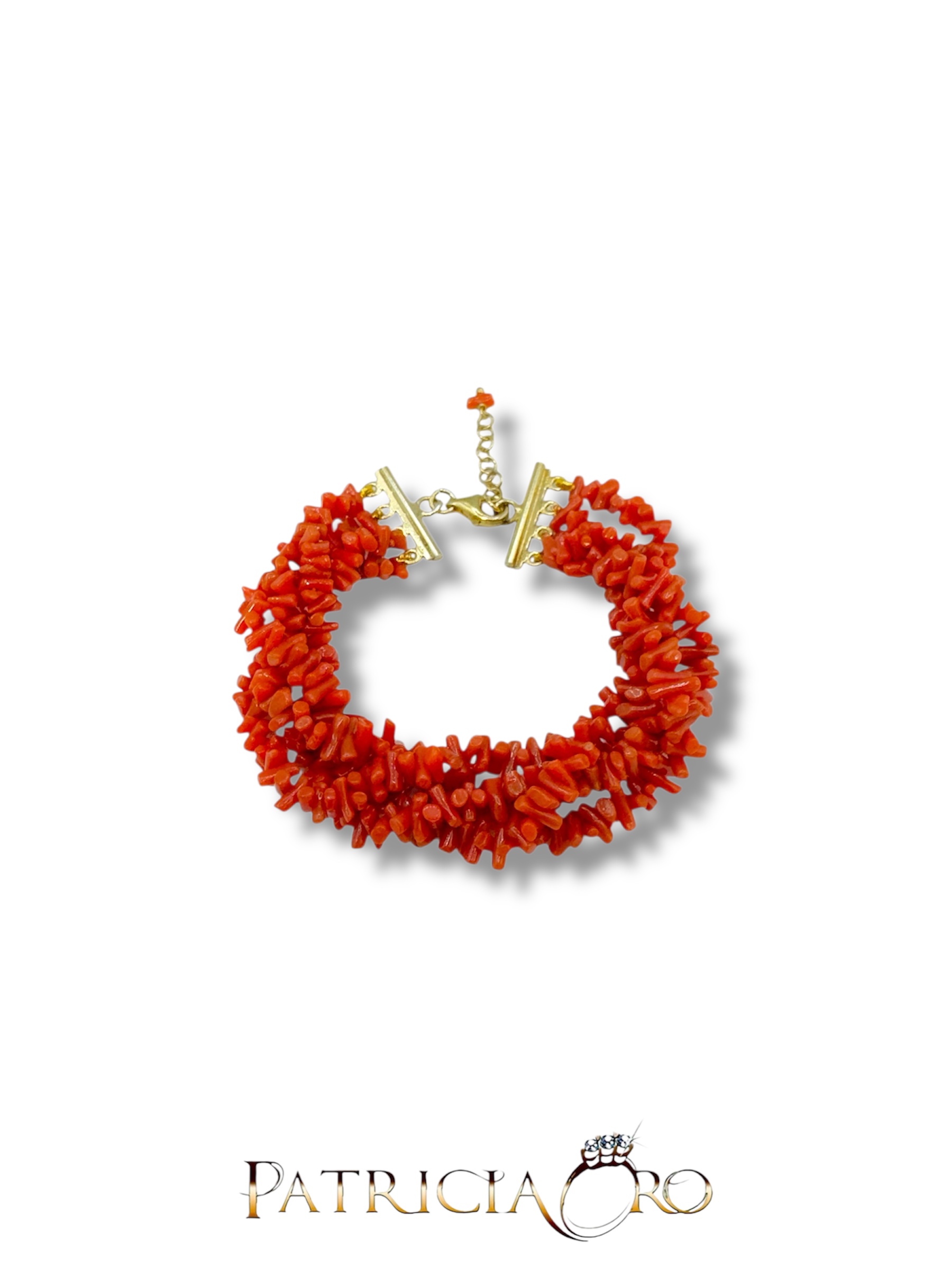 Bracciale in Corallo Sciacca da donna, gioielli made in italy di Patricia Oro Creations: un'esplosione di eleganza e artigianalità.