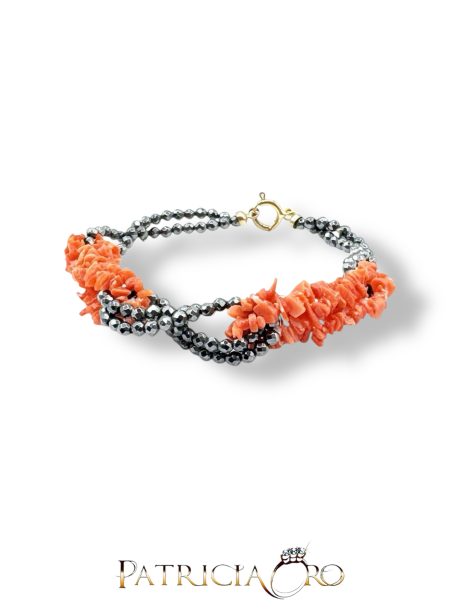 Bracciale Corallo Sciacca e Ematite Naturale