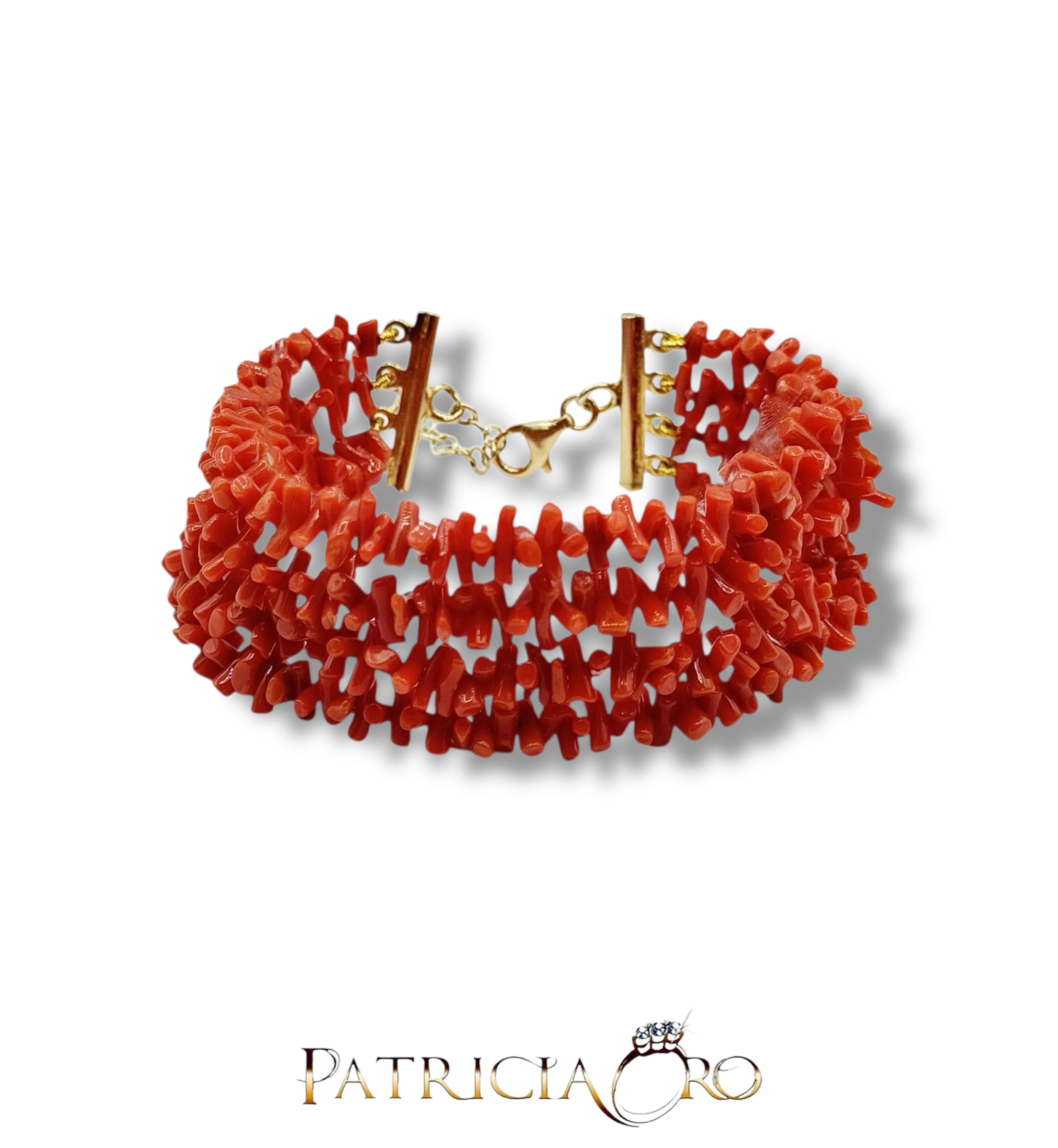 Bracciale Donna in Corallo Sciacca, un gioiello made in italy di Patricia Oro Creations, perfetto per un'idea regalo preziosa.