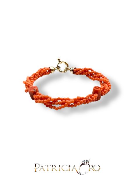 Bracciale Corallo Sciacca con Cupolini Grandi Lavorati