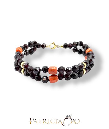 Bracciale in Corallo Sciacca e Granato Oro 750