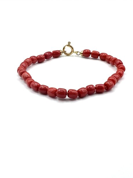 Bracciale Corallo Sciacca in Oro 750 Barilotto Liscio